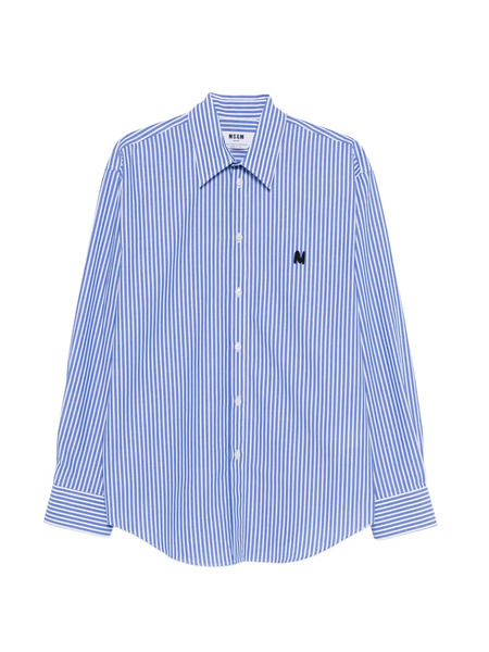  Msgm Striped Logo Shirt - Blue 