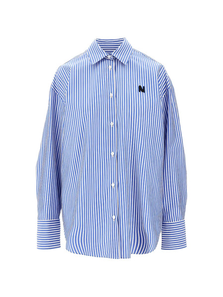  Msgm Striped Logo Shirt - Blue 
