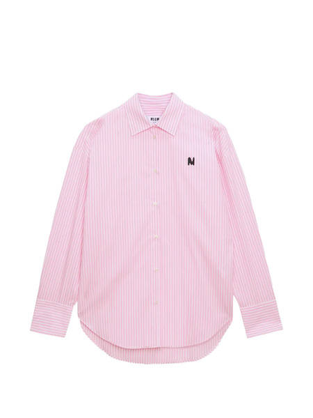  Msgm Striped Logo Shirt - Pink 