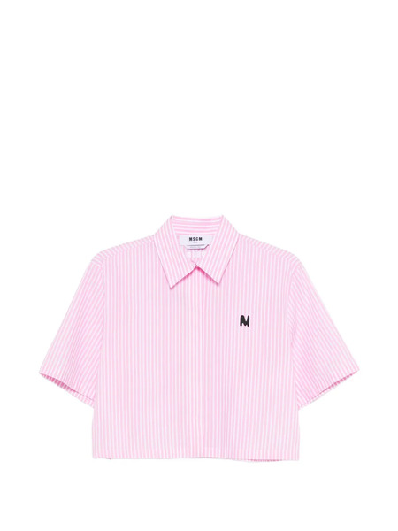  Msgm Striped-pattern Cropped Shirt - Pink 