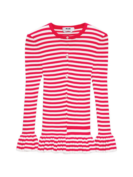  Msgm Striped Ruffled Knitwear - Red 