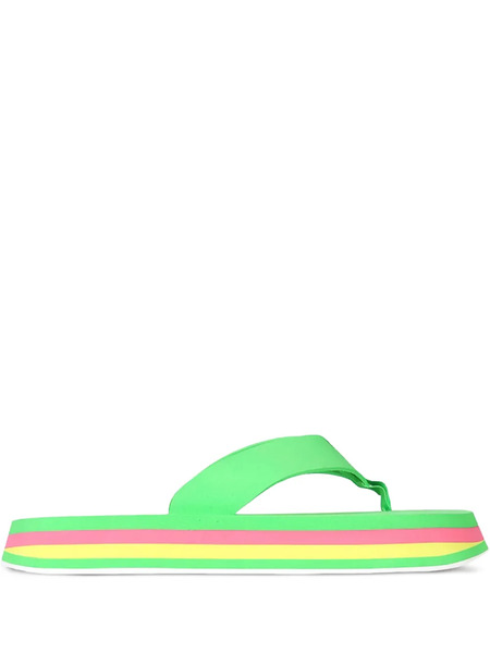  Msgm Striped Slides - Green 