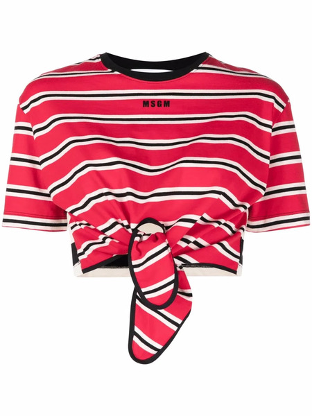  Msgm Striped Tie-waist T-shirt - Red 