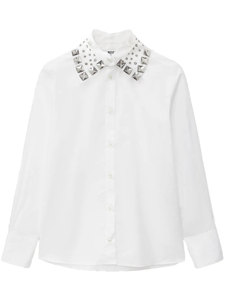  Msgm Studded-collar Buttoned Shirt - White 