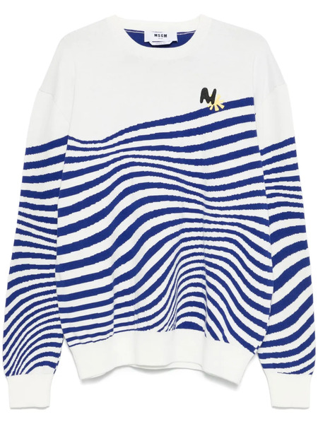  Msgm Swirl Cotton Sweater - White 