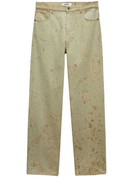  Msgm Tie-dye Print Cotton Jeans - Neutrals 