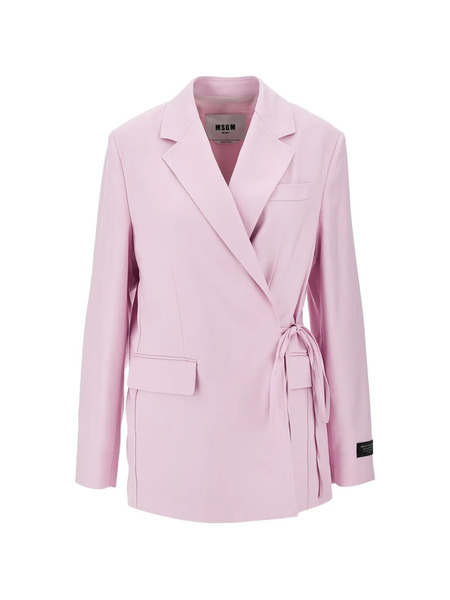  Msgm Tie-fastening Long-sleeve Blazer - Pink 