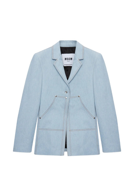  Msgm Topstitch Pocket Denim Jacket - Blue 
