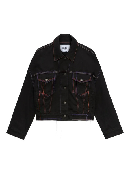  Msgm Topstitching Denim Jacket - Black 