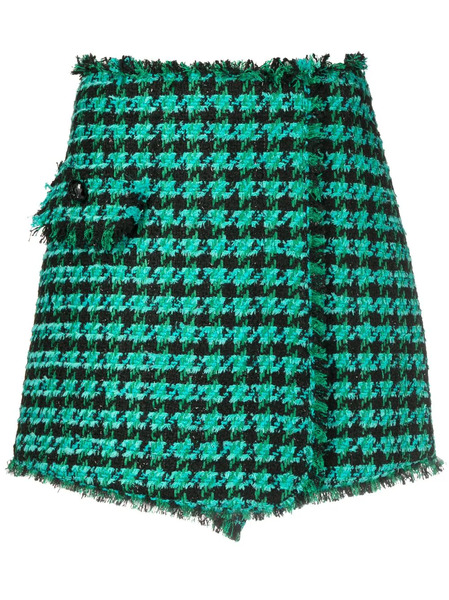  Msgm Tweed Houndstooth-pattern Shorts - Green 