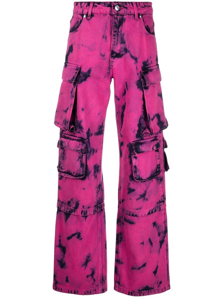  Msgm Two-tone Acid-wash Jeans - Pink 