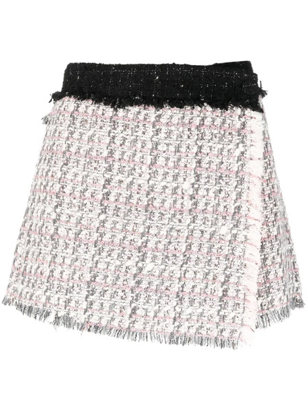  Msgm Wrap-front Tweed Skorts - Grey 