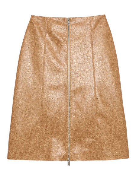  Msgm Zip-front Midi Skirt - Brown 