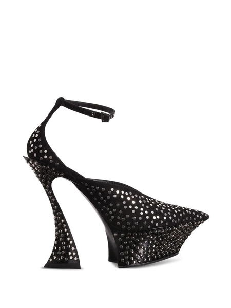  Mugler Ankle-strap Studded Mules - Black 