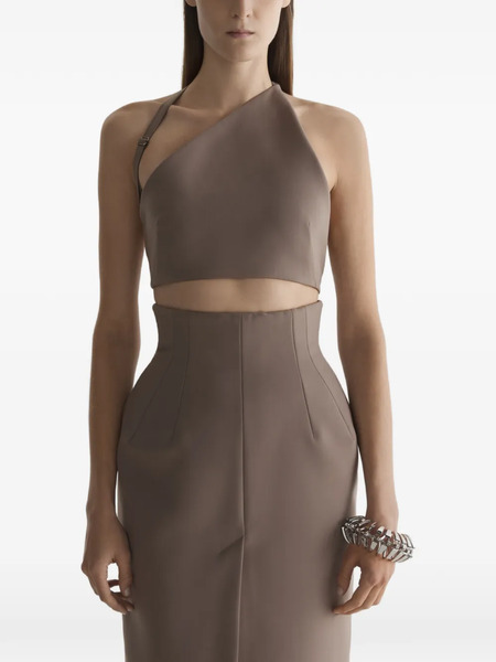 Mugler Cropped Top - Brown 