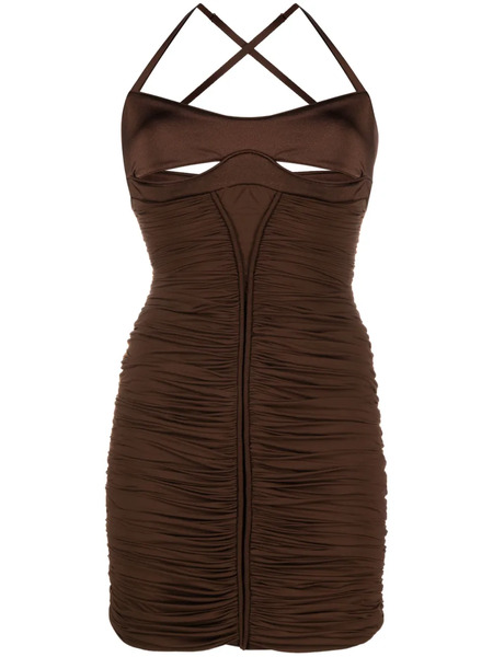  Mugler Cut-out Ruched Minidress - Brown 