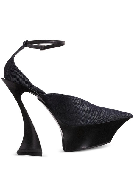  Mugler Denim Ankle-strap Mules - Blue 