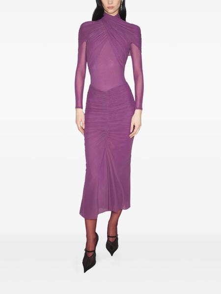  Mugler Draped High-neck Top - Purple 