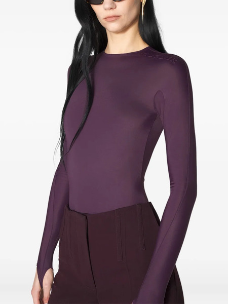  Mugler Embossed-logo Long-sleeve Bodysuit - Purple 