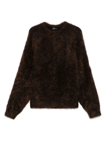  Mugler Fluffy Crew-neck Sweater - Brown 