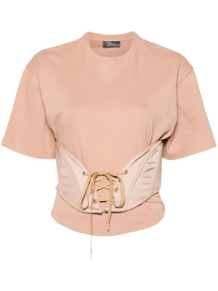  Mugler Jersey-corset T-shirt - Brown 