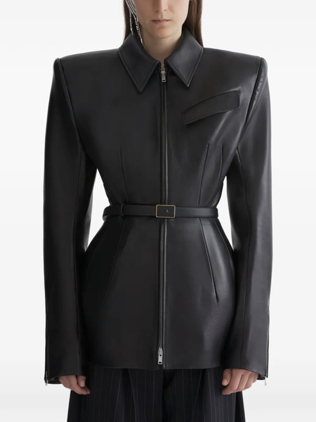  Mugler Leather Fitted Jacket - Black 