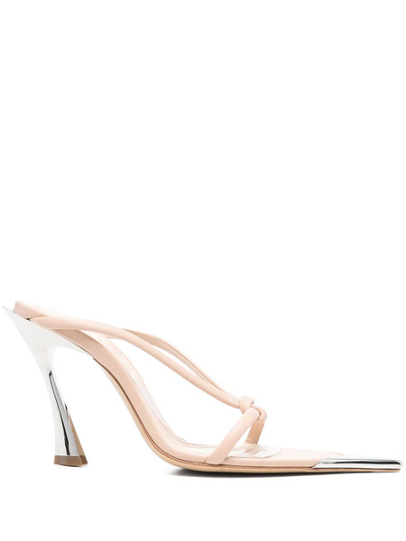  Mugler Leather Knotted Heeled Sandals - Neutrals 