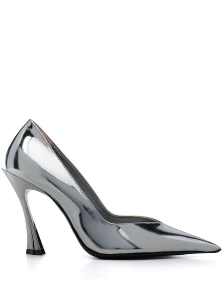  Mugler 95mm Classic Fang Pumps - Silver 
