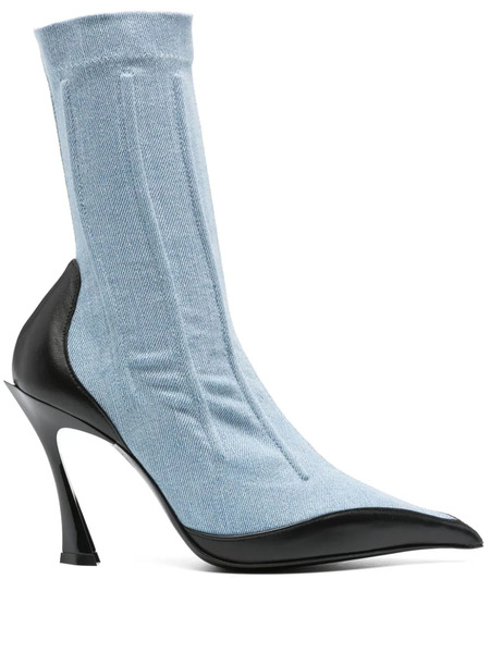  Mugler 95mm Denim Boots - Blue 