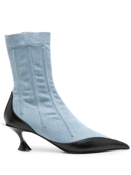  Mugler 55mm Denim Boots - Blue 