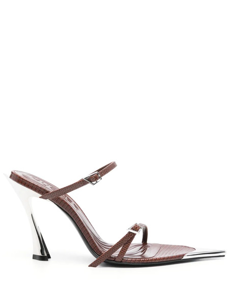  Mugler 105mm Lizard-effect Sandals - Brown 
