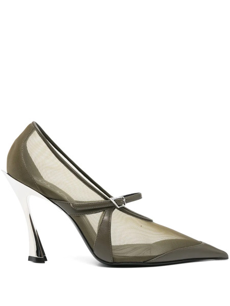 Mugler 100mm Mesh Pumps - Green 