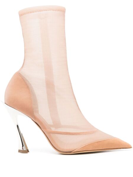  Mugler 100mm Semi-sheer Ankles Boots - Neutrals 