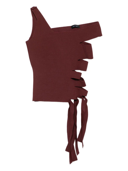  Mugler One-shoulder Cut-out Top - Red 
