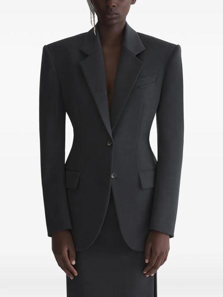  Mugler Padded Shoulder Jacket - Grey 