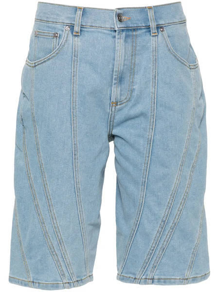  Mugler Panelled Denim Shorts - Blue 