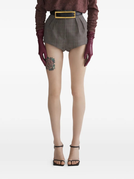  Mugler Pleated Check Shorts - Grey 