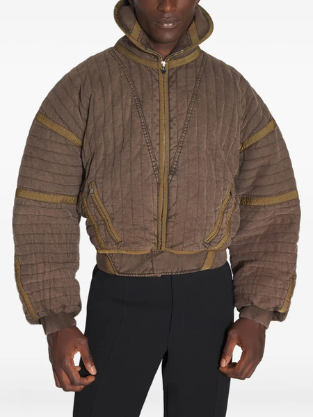  Mugler Quilted Panelled Jacket - Brown 