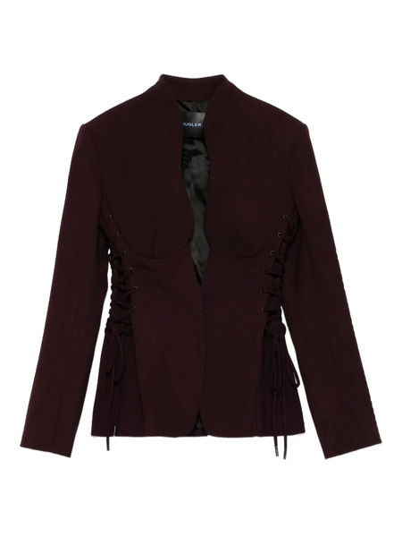  Mugler Sculptural Lace-up Jacket - Red 