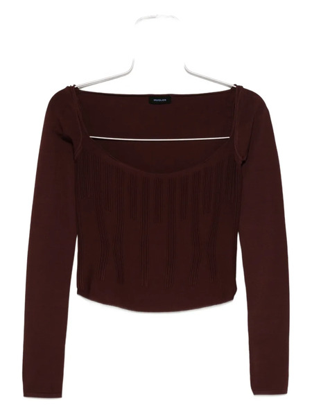  Mugler Square-neck Ribbed Top - Red 