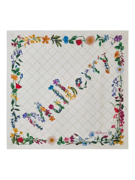  Mulberry Floral Square Scarf - Neutrals 