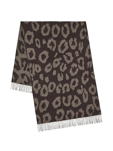  Mulberry Leopard-print Fringed Scarf - Brown 