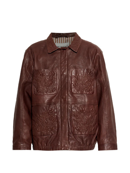  Munthe Baram Floral-embroidered Pocket Jacket - Brown 