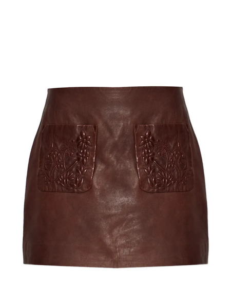  Munthe Bellia Leather Mini Skirt - Brown 