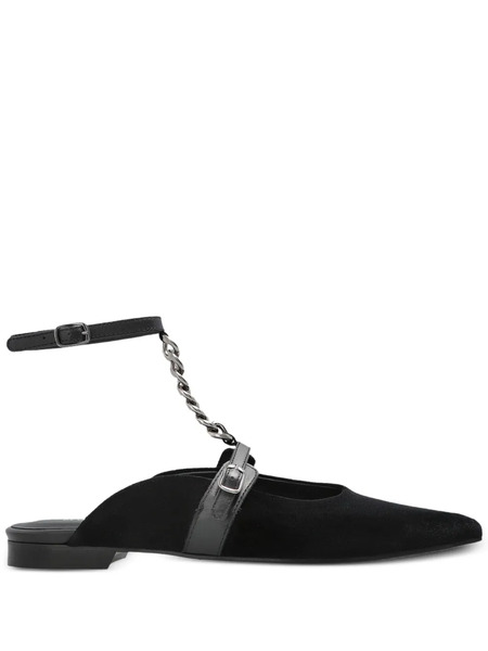  Munthe Chain-embellished Flat Mules - Black 