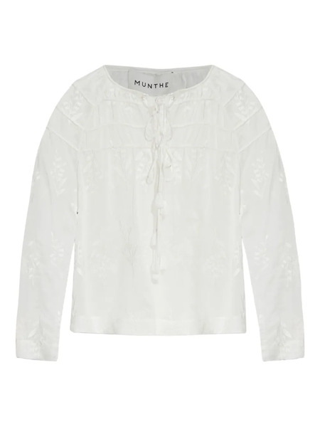  Munthe Embroidered Lace-up Blouse - Ivory 