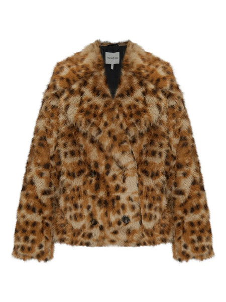  Munthe Lestine Leopard-print Double-breasted Jacket - Brown 