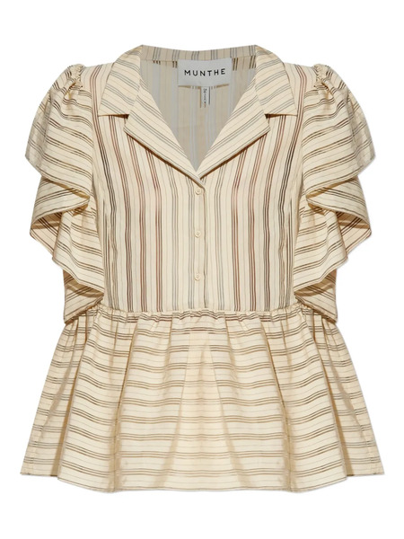  Munthe Ludive Striped Ruffled Blouse - Neutrals 