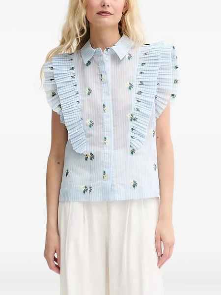  Munthe Must Pleated-ruffle Shirt - Blue 
