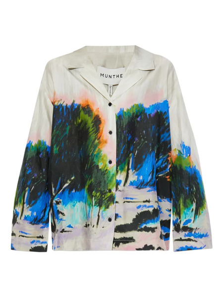  Munthe Painted Silk Shirt - Grey 